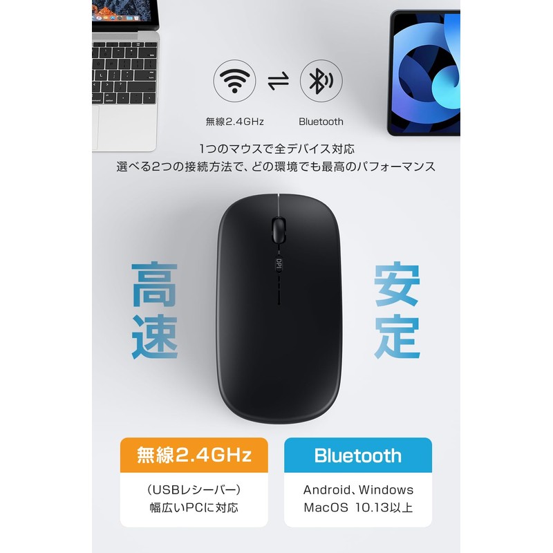 Wireless Mouse, 800/1200/1600 dpi Switching, Small, Silent, Wireless Mouse, Energy