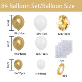 GUO-YING Pack of 80 Golden White Balloons, Latex Balloons for Party Birthday, Baby Shower, Birthday Party Background Decoration, Wedding, Birthday Party Decoration (Gold White)