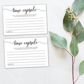 KRUCVOJO 50 Time Capsule Cards for 1st Birthday or Baby Shower Game Activity,Advice and Wishes Cards,and Anniversary Card for Baby Shower Party Supplies.