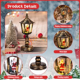 Joellfuner LED Christmas Lantern, Christmas Snow Globe Lantern with Music, Christmas Lantern with Snow Flurry as Christmas Decoration, Table Decoration, for Adults, Children, Gift (A2)