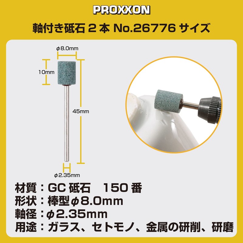 PROXXON No. 26776 Whetstones with Shaft, 2 Pieces (Bar Type