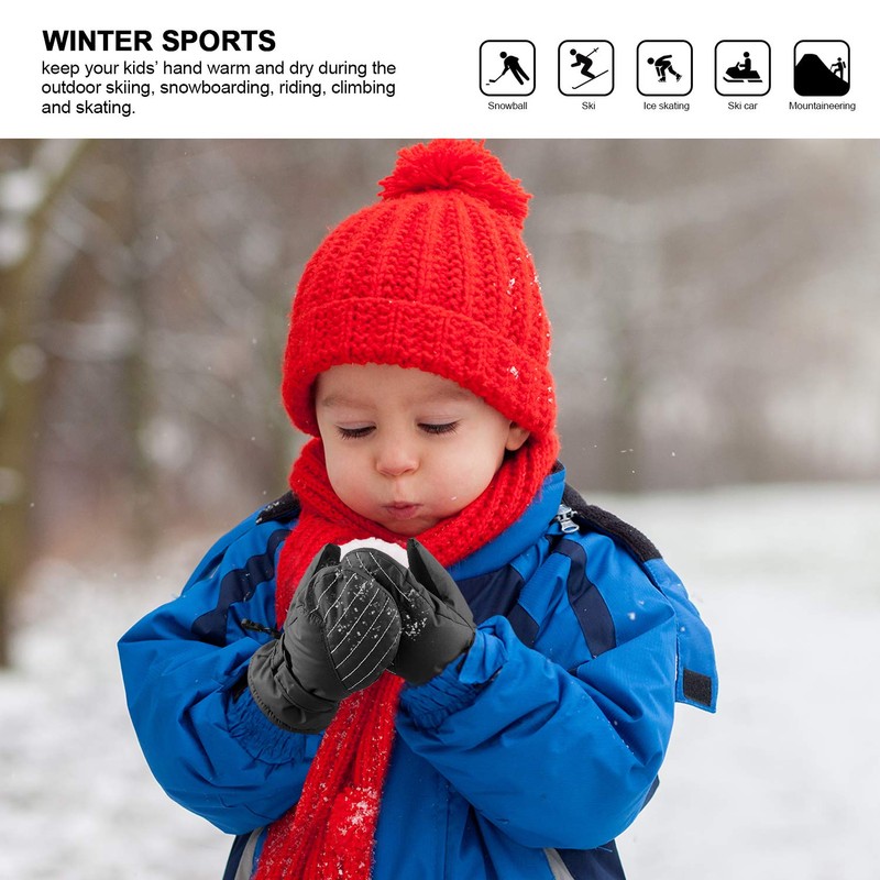 Andake Kids Ski Mittens Gloves Waterproof Winter Warm Snow Gloves
