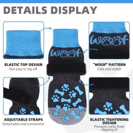 KOOLTAIL Dog Socks for Hot/Cold Pavement to Prevent Licking Paws,Dog Boots&Paw Protector for Hardwood Floors Anti Slip,Traction Control No Twist Grip Booties for Small Medium Large Senior Dogs XL