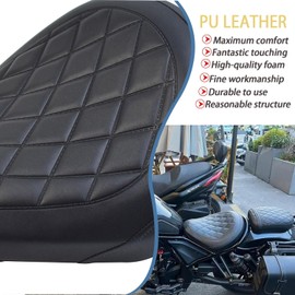 ShinKanSen Motorcycle Rear Passenger Soft Leather Cushion Pad Rectangular Passenger Pad Seat for Ho&n&da Rebel CMX1100 CMX 1100 Rebel1100 Spare Parts Accessories 2021-2024(Rear Seat-Black)
