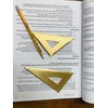 Golden Brass Ruler Stationery Set - Durable Brass Ruler (Isosceles