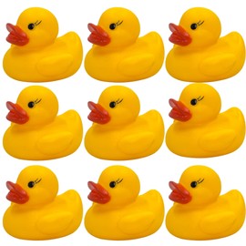 MIJOMA Set of 9 Mini Bath Ducks Bath Toys, Hand Painted & Latex Free, Perfect for Parties, Birthdays, Christmas, Baby Showers & More - Great Bathroom Decoration, 5 cm Tall (Mini Duck Yellow)