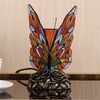 Bieye L10043 Butterfly Tiffany Style Stained Glass Accent Table Lamp