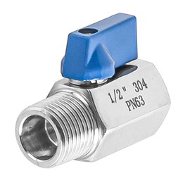 Tiardey Mini Ball Valve Stainless Steel Mini Ball Valve PN63 1/2" Female X Male Thread Stop Valve