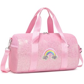 Glitter Girls Dance Bag for Kids Ballet Bag Small School Bag Shoulder Bag Kids Sports Duffel Gymnastics Bag Kids Travel Bag with Waterproof Pocket