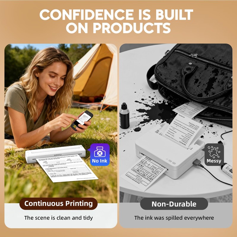 YIRIGUI Portable Wireless Inkless Printer for Home Travel, M9 Small