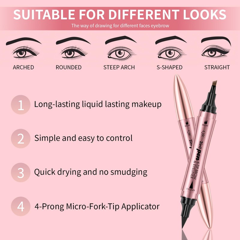 2024 New Magic Microblading Eyebrow Pencil,2-In-1 Dual-Ended Eyeliner And Eyebrow