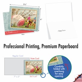 The Best Card Company - 20 Vintage Easter Cards with Envelopes (4 x 5.12 Inch) - Retro Boxed Note Cards for Easter (10 Designs, 2 Each) - Springtime Chicks AM3196EAG-B2x10