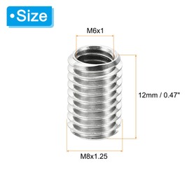 PATIKIL Thread Adapters Sleeve Reducing Nut, 20 Pcs M8x1.25 Male to M6x1 Female Repairing Insert Nut Screw Reducer Stainless Steel Fastener 12mm