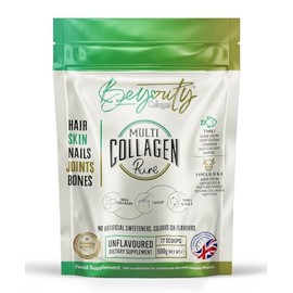 Pure Bovine & Marine Multi Collagen Peptides Powder, 77 Servings, Unflavoured, Type I II III X Peptides, 500g, Hydrolysed, Halal Certified, for Skin, Nails, Joints & Gut Health, BeYouty Collagen