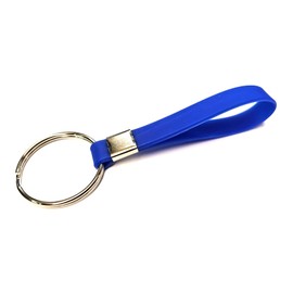 Extra Large 39mm Split Ring Heavy Duty Identification Silicon Key Ring loops Fob. (Single) (Blue Single)