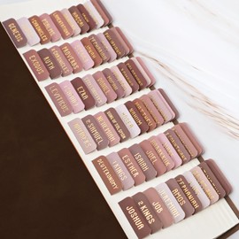 Laminated Bible Tabs, Bible Study Supplies, Large Print Bible Book Tabs for Women and Men, (Gold Foil Embossed Lettering) Bible Labels Index Tabs, Bible Accessories for Easy Navigation(Mocha Tone)