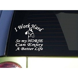 EZ-STIK I Work Hard Horse stickerJ131 6x6 inch Horse Decal