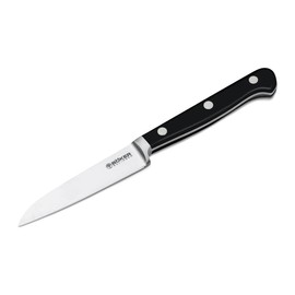 Boker Heritage 3.5 Inch Paring Kitchen Knife Flat Cut, Forged Stainless Steel, Classic Design, Made In Germany (Black POM)