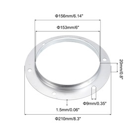 PATIKIL 6" Duct Connector Flange, Metal Straight Pipe Exhaust Flange Duct Mounting Plate for Heating Cooling Ventilation HVAC System, Galvanized Steel