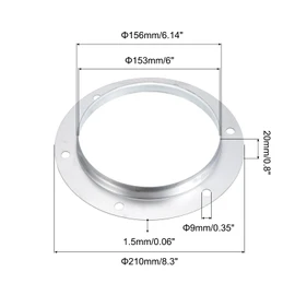 PATIKIL 6" Duct Connector Flange, Metal Straight Pipe Exhaust Flange Duct Mounting Plate for Heating Cooling Ventilation HVAC System, Galvanized Steel