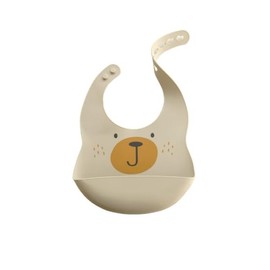 NURTUREBLOOM, Silicone Feeding Bib with Food Catcher for Baby/Toddler Bib, Color: Cream Bear