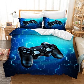 Gegeryozer Gamepad Bed Linen Set, 3D Printed Gamepad Comforter Set, Boys Teenagers Bedroom Decor Bedding Set 3 Piece Set (G5, 135 x 200 cm), LEA828b
