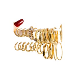 17IF - Juego de 12 pares de aretes de aro de oro para mujer, superficie lisa y gruesa, de moda, pequeños a grandes, paquete de orejas de perlas trenzadas ligeras, Cobre, No es una piedra preciosa