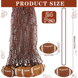 Ahzemepinyo 24 Pack Football Pendant Bead Necklaces Football Shape Necklaces with Felt Pendant Sport Theme Bead Necklaces for Football Party Supplies
