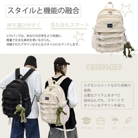 HeiDiga Women's Backpack, Large Capacity, Lightweight, Commuting to School, Popular, Korean Backpack, Waterproof, 15.6 Inches, PC Storage, 2 Way, A4 Compatible, Stylish, Casual, Multi-Pocket,