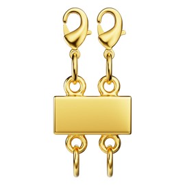 Necklace Layering Clasp - 18K Gold Separator for Layering, Magnetic Multiple Clasps and Closures for Women Chain Extender (Double Gold A)