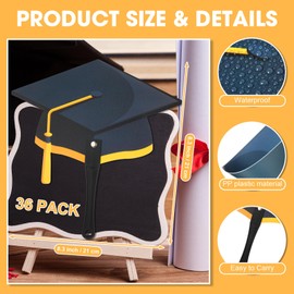 Geelin 36 Pcs Graduation Handheld Fans Double Sided Grad Cap Plastic Graduation Fans Bulk with Handles for Summer Party Favor Class of 2025 Grad Photo Booth Props