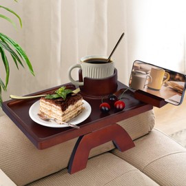 Couch Arm Table Sofa Armrest Tray Clip On Tray Sofa Table for Couches Foldable Couch Armrest Table with 360° Rotated Phone Holder 4 in 1 Sofa Tray for Drinks,Snacks, Phone,Remotes