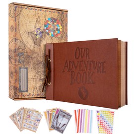 Our Adventure Book Scrapbook Photo Album 11.9 * 7.6inch 80 Page,Leather cover with embossed text Travel Scrapbook For Anniversary,Wedding,Travelling,Christmas,Couples Gifts For Him And Her