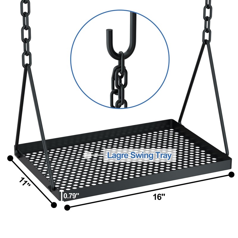 RELIANCER Grill Swing,Campfire Grill Cooking Stand w/8 Hooks & Storage