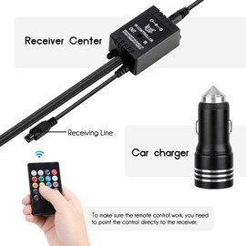 Haofy Luz Interior Coche, 4 Piezas 48 LED Lámpara de Neón Luz de Tira Multicolor Coche de Música, con Función Activa de Sonido y Control Remoto y Puertos USB y Cargador de Automóvil