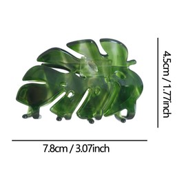Green Monstera Hair Clips,Cellulose Acetate Hair Clips,Small Claw Clips for Girl,Hair Accessories,Translucent