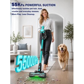 OUYFHK Cordless Vacuum Cleaner, 500W 55KPa 10-in-1 Self-Standing Stick Vacuum with Smart LED Display, Vacuum Cleaners for Home, Pet Hair, Carpet, Hard Floors and Car