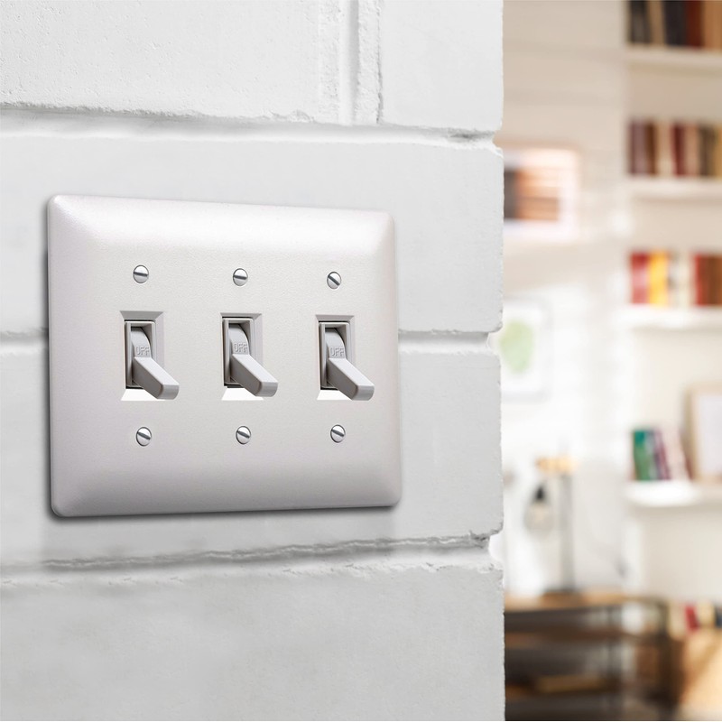 TayMac 4440W Paintable Triple Toggle Light Switch Wall Plate Cover,
