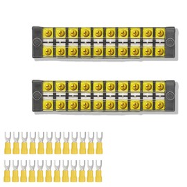 Terminal Block 2 Wrapped 10 Circuits 30A 450v Double-Row Screw terminals and 40 Pieces Connectors