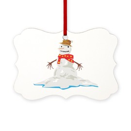 CafePress Melting Snowman Scroll Holiday Ornament 4" x 2.75"