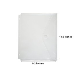 YESSART Plastic 3 Ring Letter Size Binder Pockets Clear Pouches for 8.5’’ x 11’’ Paper Folder Organizer Hook Loop Closure 40 Pack