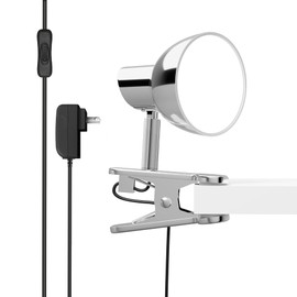 TOPMB LED Clamp Light,5W Super Bright Desk Lamp, 330° Rotation Small Lamp with Clamp on Desk/Table/Bed Headboard/Cupboard Home Lighting, Modern and Save Space Illumination Powerful Lamp Silver