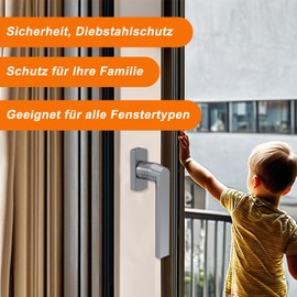 KARATINTL One-piece knob window door handle, lockable window handles, safety window handle with 35 mm pin length, suitable for all standard windows and balcony doors (grey)