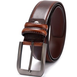 beltox fine Men’s Casual Leather Jeans Belts 1 1/2” Wide 4MM Thick Alloy Prong Buckle Work Dress Belt for Men（Cognac，34-36）