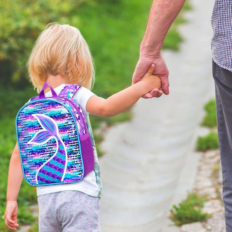 Backpack Leash, 9.5" Toddlers Mermaid Safety Leashes Bookbag for Girls