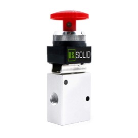 U.S. Solid 1/4inches NPT Red Latching Mushroom Style Push Button 3 Way, 2 Position Pneumatic Control Mechanical Valve from U.S. Solid