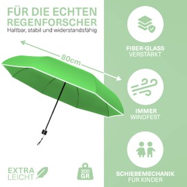 STYNGARD Stockholm Children's Umbrella with Safety Reflectors and Reflective Band – Children's Umbrella Girls & Boys – Children's Umbrella Children's School Bag Model Stockholm, Green