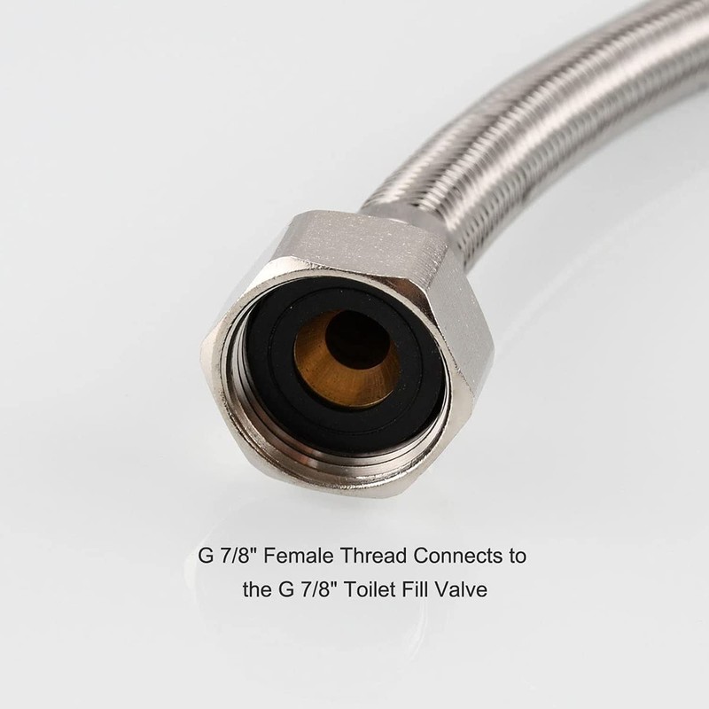 Toilet Tank Connector, Lead Free Stainless Steel Braided Water Supply