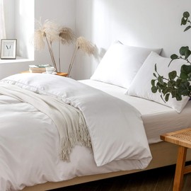 Good Nite Duvet Cover Set with Pillowcases, Soft Microfiber Duvet Cover Set (White, Single 135x200cm)