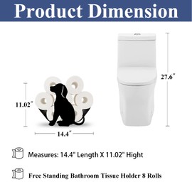 Dog Toilet Tissue Holder,Animal Paper Holders,Decorative Metal Papers Holder,Funny Toilet Animal Storage for Bathrooms,Bathroom Paper Organizer for Extra 8 Rolls Free Standing Art Decor
